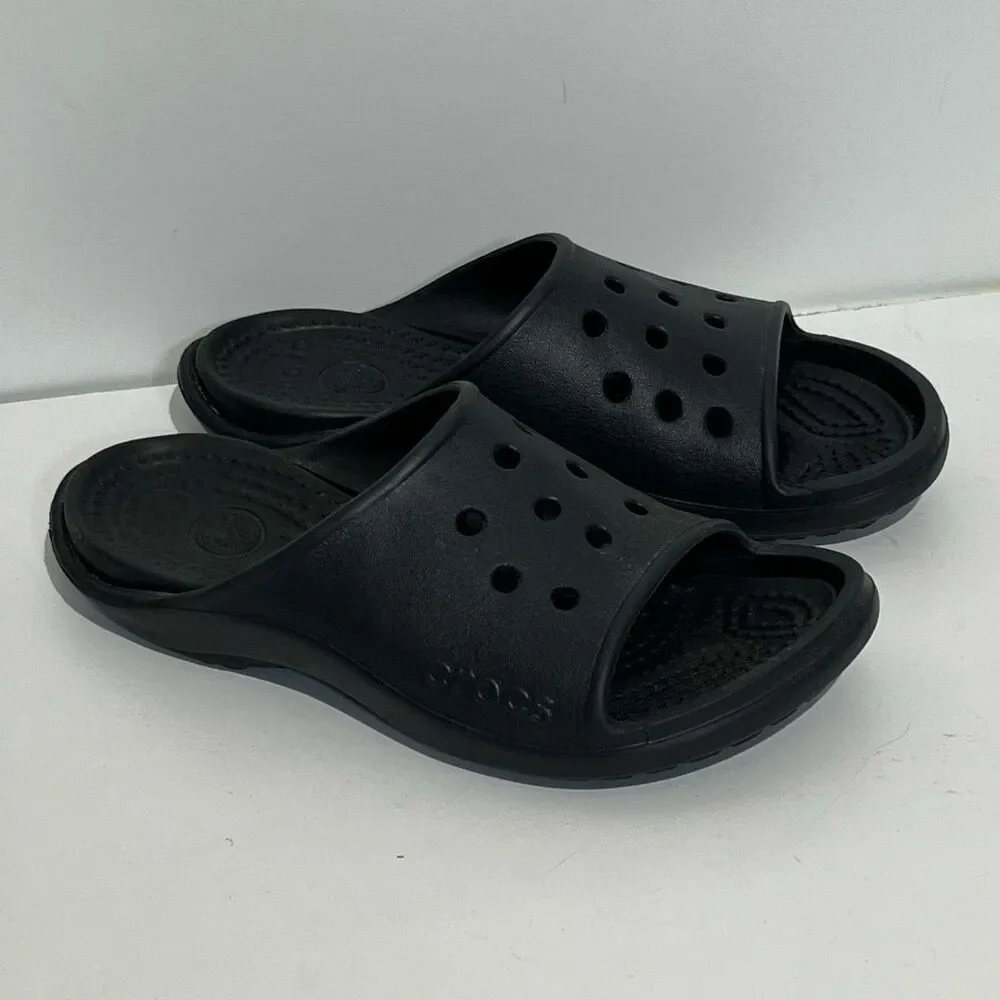 Crocs Unisex Black Baya Open‎ Toe Lightweight Slip On Slide Sandals Size 7/8